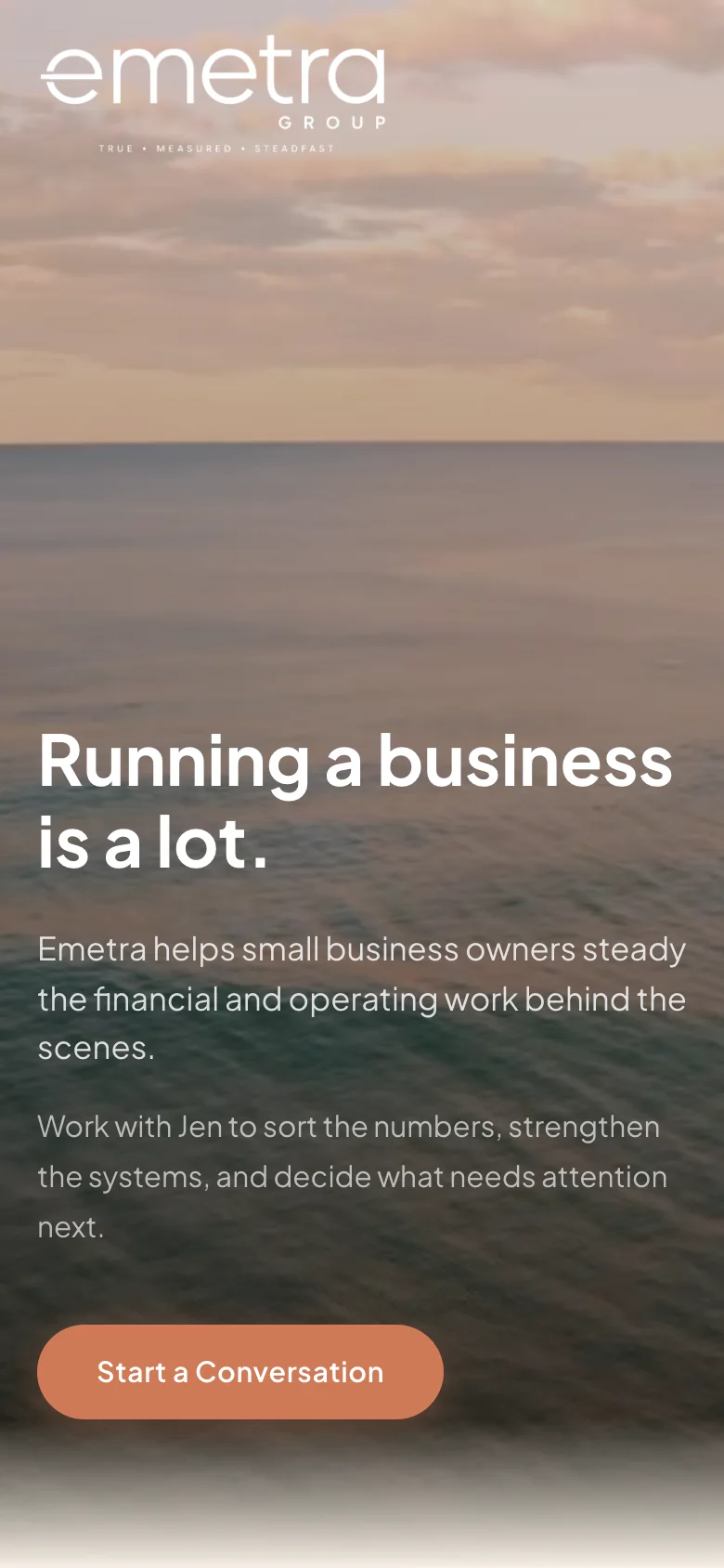 Current public Emetra Group website mobile homepage