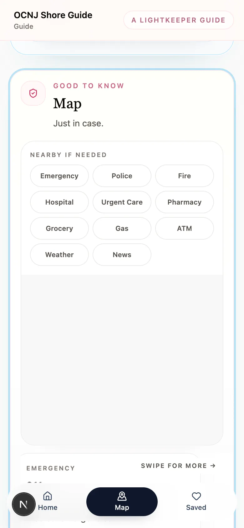 OCNJ Shore Guide map mobile screen