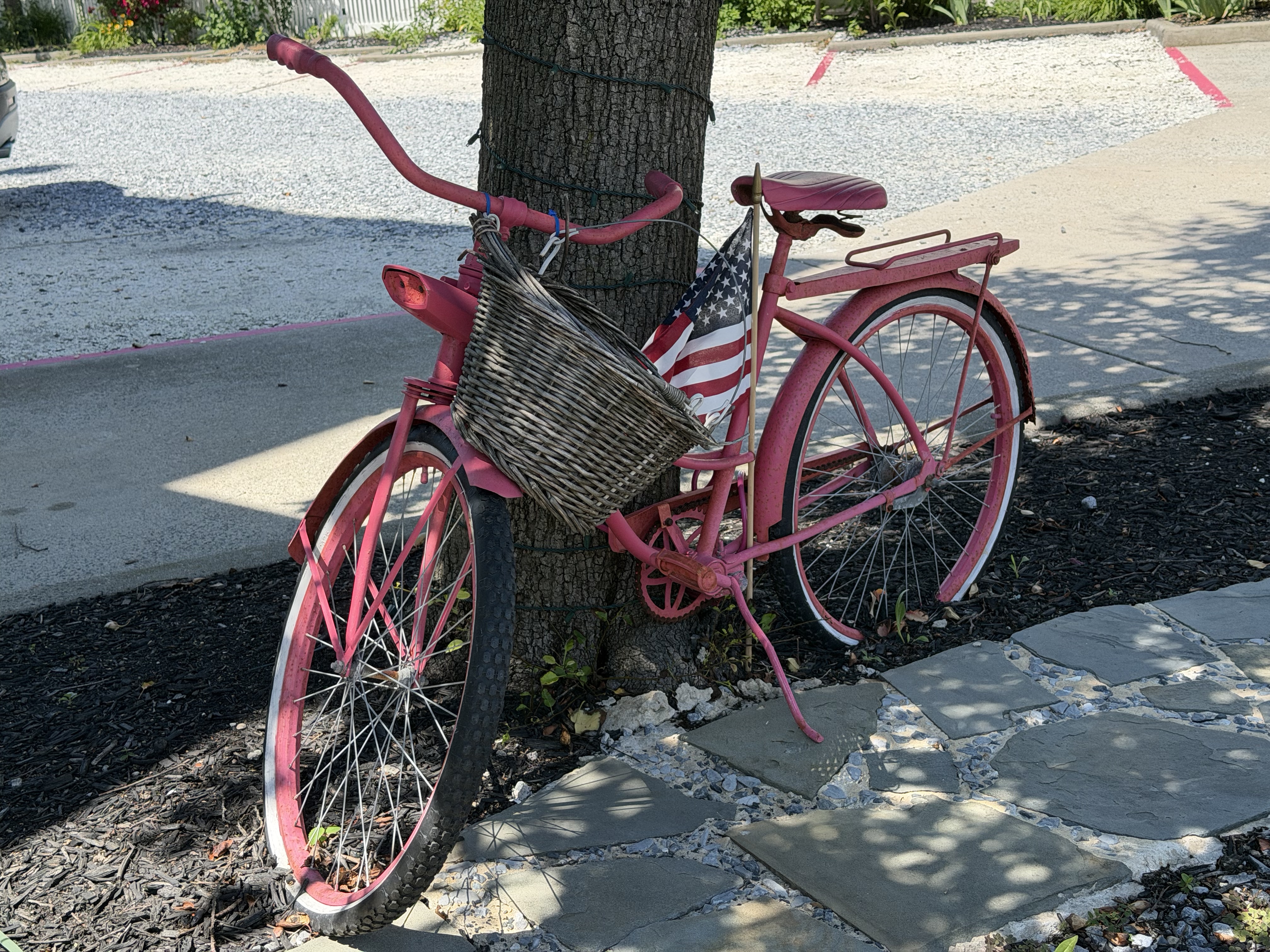 Pink bicycle detail at Scarborough Inn
